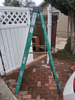 Fiberglass ladder.