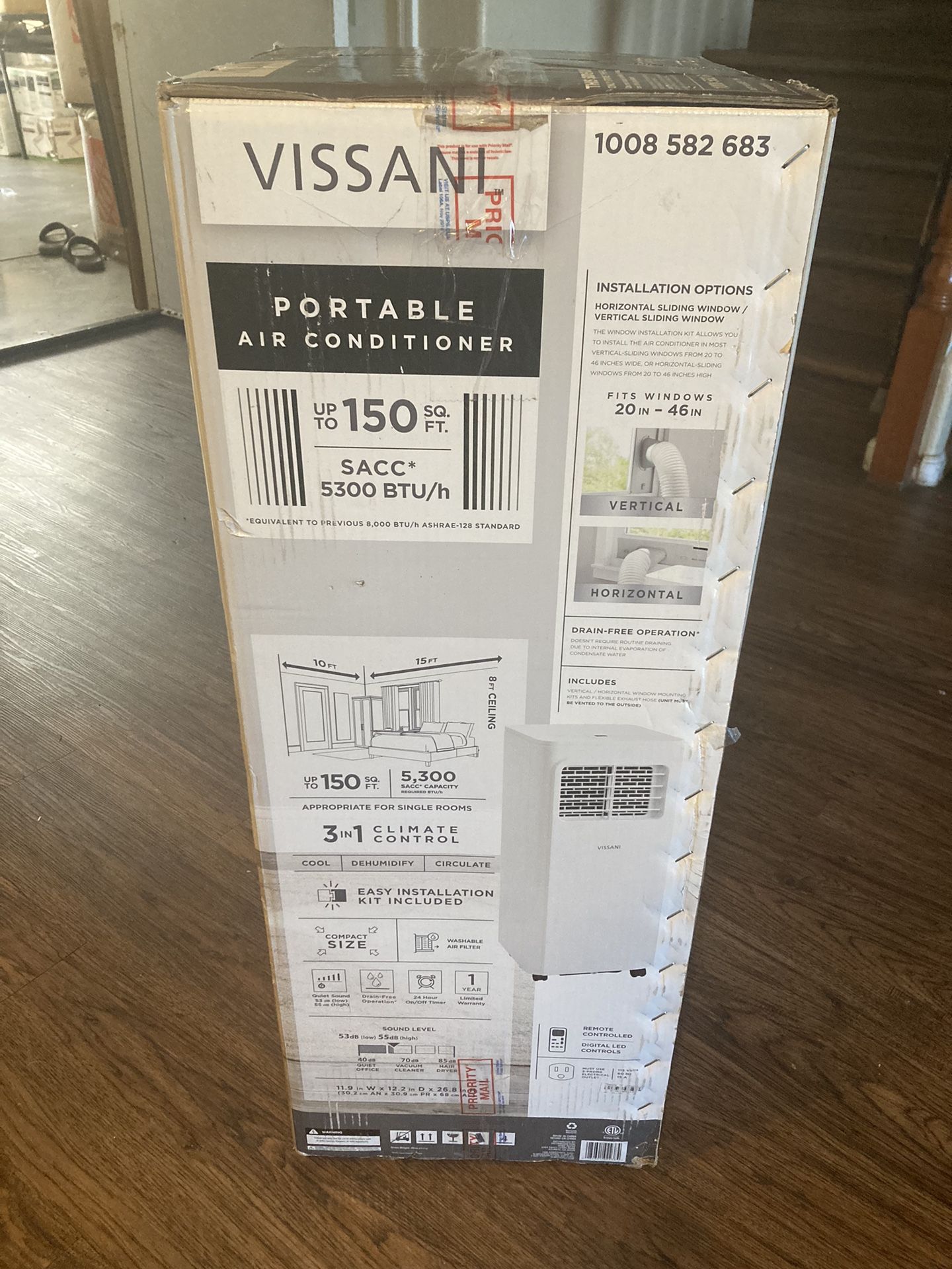 VISSANI 5,000 BTU Portable Air Conditioner for 150 sq. ft. Rooms with Dehumidifier Mode and Remote
