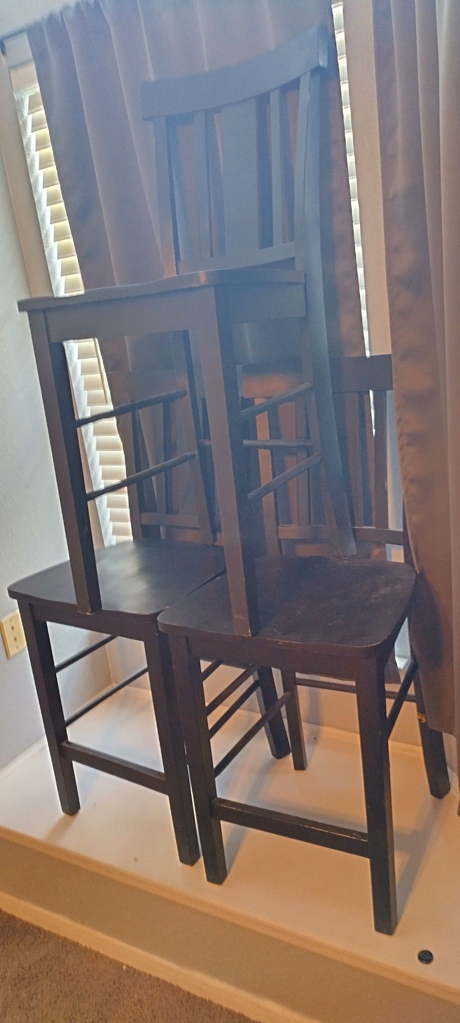 Solid Wood High Back Bar Chairs