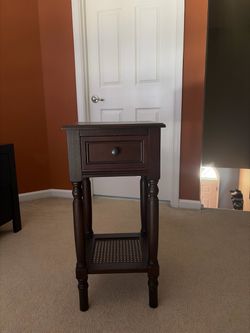 Dark Wood Accent Table with Drawer