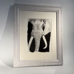 Original Elephant Drawing Pen and Ink Signed by artist