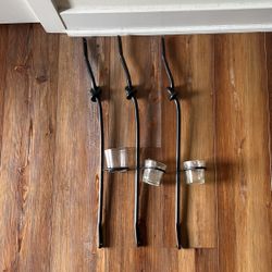 3 Cast Iron Wall Mounting Candle Holders