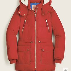 J.Crew Chateau Puffer Jacket Parka w/ Primaloft in Holiday Red - W’s Med. #AF012