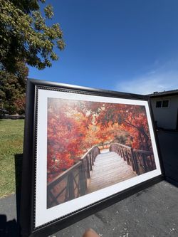 Large Framed Autumn Bridge Wall Art 30$$