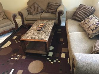 Living room ,coffee table and the rug.