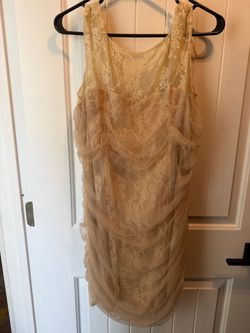 Cream Lace Tiered Sleeveless Dress