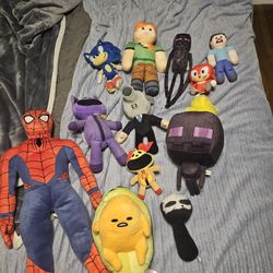 Misc Plushies Stuffies Minecraft Sonic Spiderman