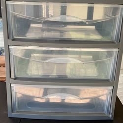 Grey 3-Drawer Clear Plastic Storage