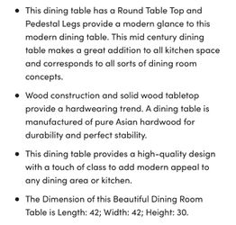 Cappuccino Asian Wood Dining Table. Round Table Top with Pedestal Legs. Wood construction and solid wood tabletop.  Thumbnail