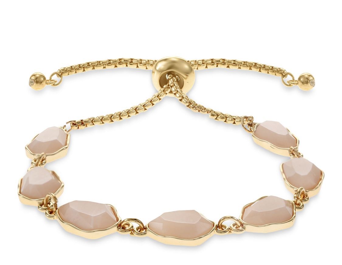 Delicate Pink Stone and Gold-toned adjustable bracelet