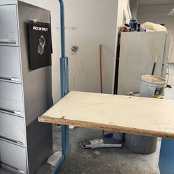 Free Refrigerator,Lateral Files , Office Chair And Industrial Work Desk