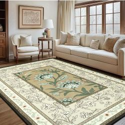 8x10 ft Washable Floral Botanical Area Rug