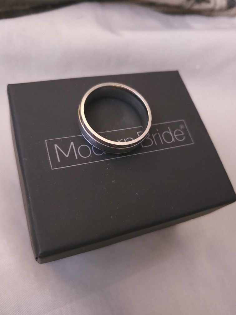 Mens Stainless Steel ,White Gold Wedding Band