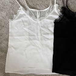 Silk Laced Tank Top Black And White 