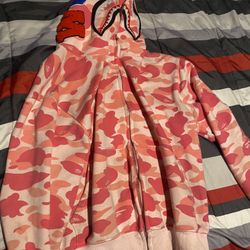 BAPE Shark Camo Pink Full Zip Hoodie 