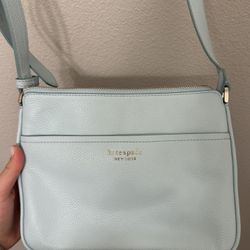 Kate Spade Light Blue Pebbled Leather Crossbody Bag