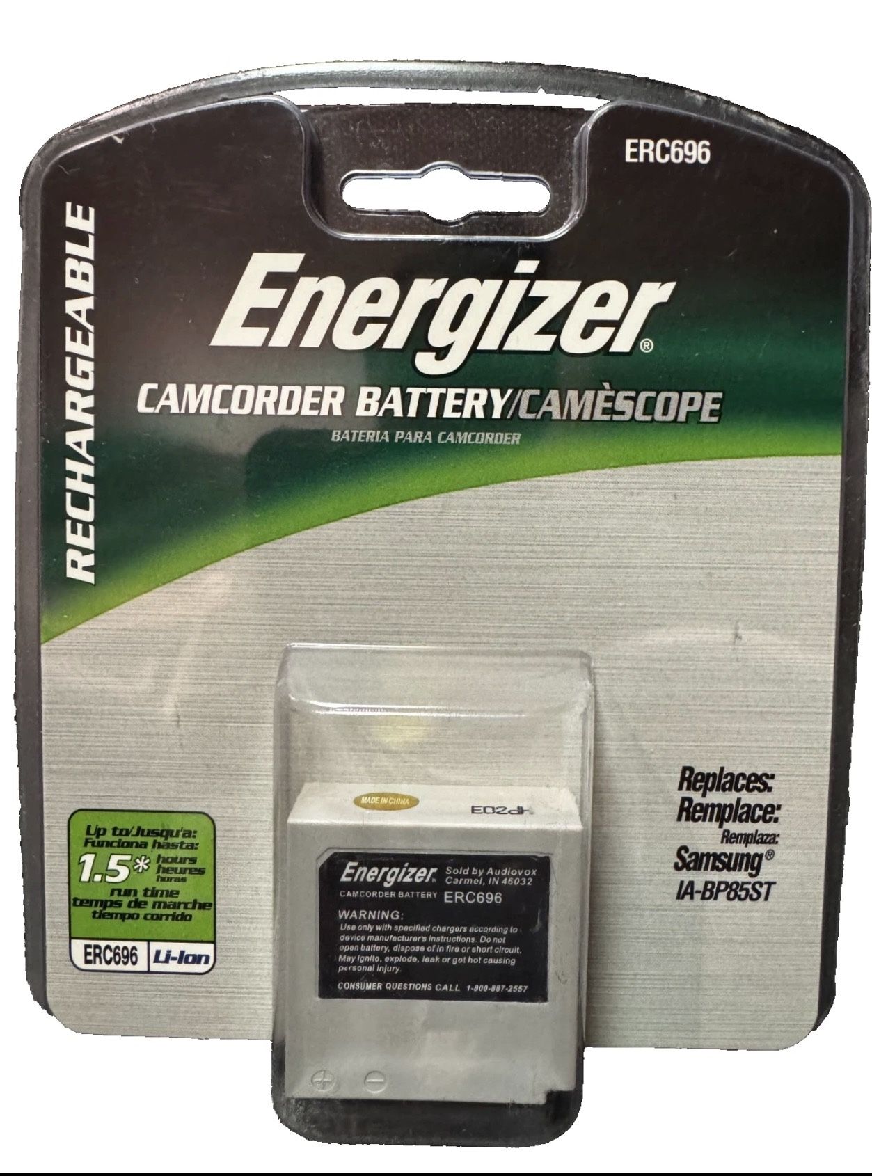 Energizer ERC696 Camcorder Battery Replacement for Samsung IA-BP85ST- New Sealed