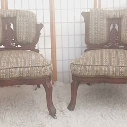 Antique 2 Pc Chair Set,  Velvet Art Navuaue 