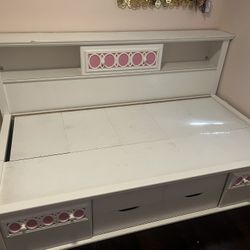 Girls Kids Twin Captains Bed White Wood Storage 