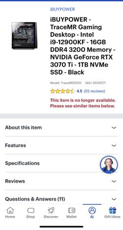 iBUYPOWER TraceMR Gaming Desktop – Intel i9‑12900KF, 16 GB DDR4, NVIDIA GeForce RTX 3070 Ti, 1TB NVMe SSD