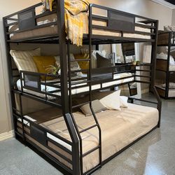 Rogen Full Over Twin Xl Over Queen Triple Bunk Bed 