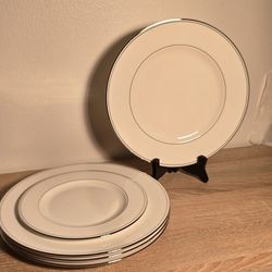 Lenox China Montclair Salad Plates Presidential Platinum Trim (5)
