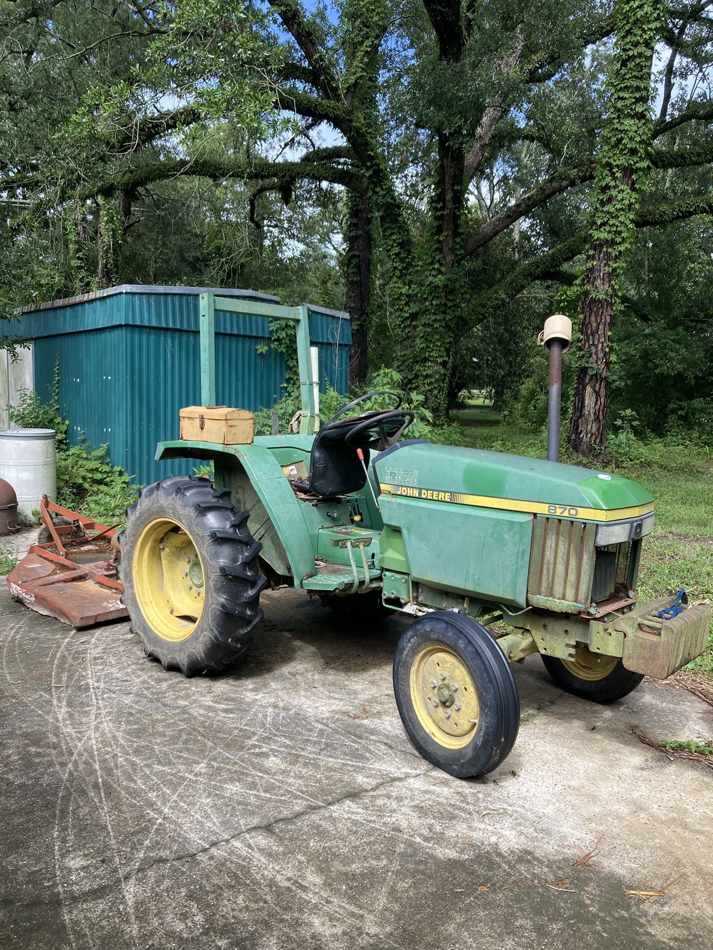 John Deere Tractor With Bush Hog And Grater Box