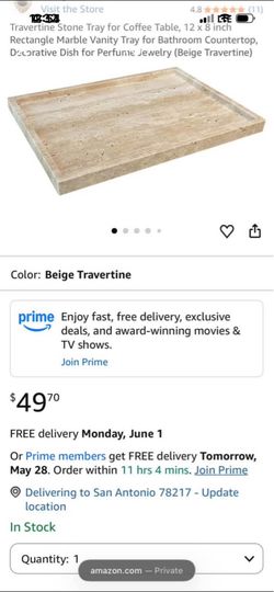 Travertine Stone Tray for Coffee Table