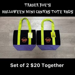 Trader Joe’s Halloween Mini Canvas Tote Bags New 2026 Set of 2