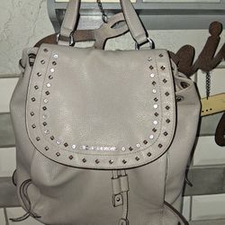 Michael Kors Leather Light Purple/Gray Studded Backpack 