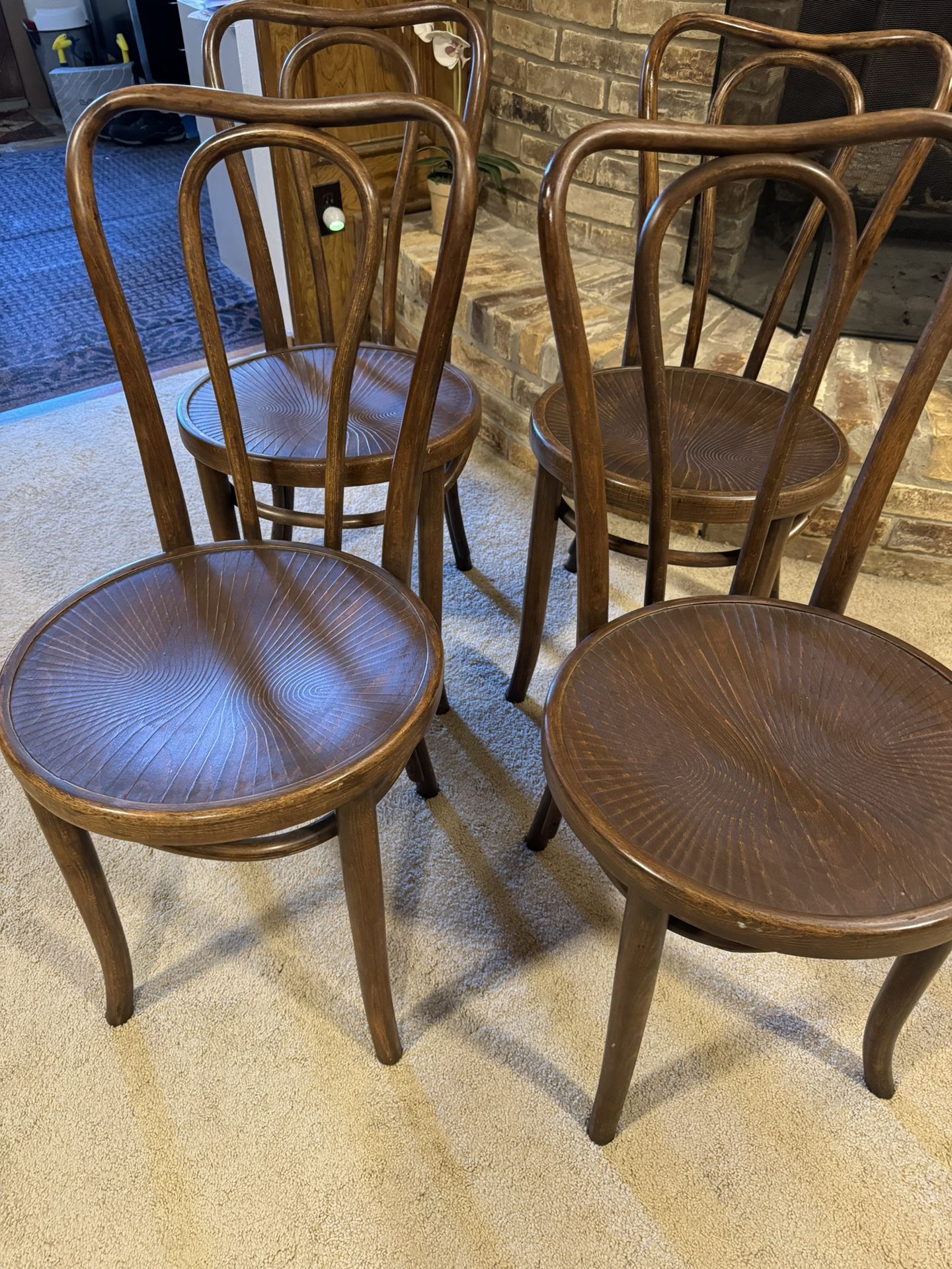 4 Vintage Solid Wood Dining Chairs