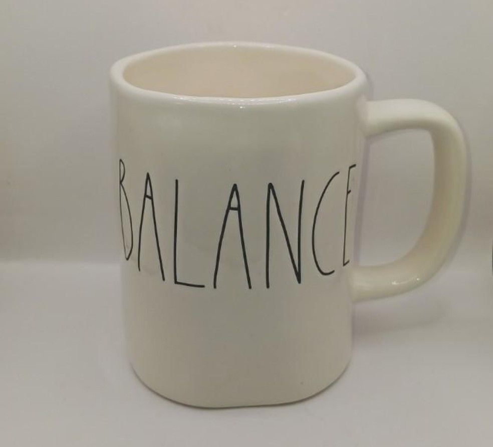 Rae Dunn Artisan Collection by Magenta "Balance" Mug, chip on bottom
