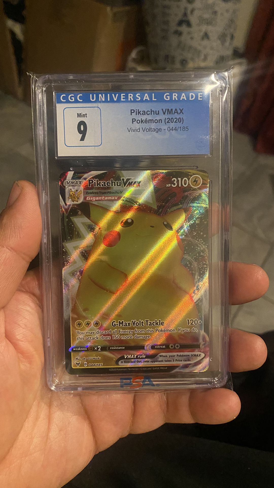 2020 Pokemon Card Vivid Voltage Pikachu VMax Full Art 44/185 CGC 9 Mint