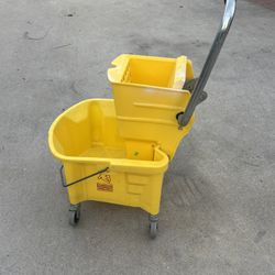 Yellow Industrial Mop Bucket with Wringer Commercial