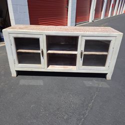 Solid teak whitewashed credenza media cabinet excellent condition superb quality