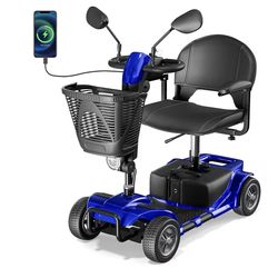 VOCIC 4 Wheel Mobility Scooter, Electric Powered Chargeable Electric Mobility Scooters, Heavy Duty Foldable Motorized Scooter with Headlight, Basket, 