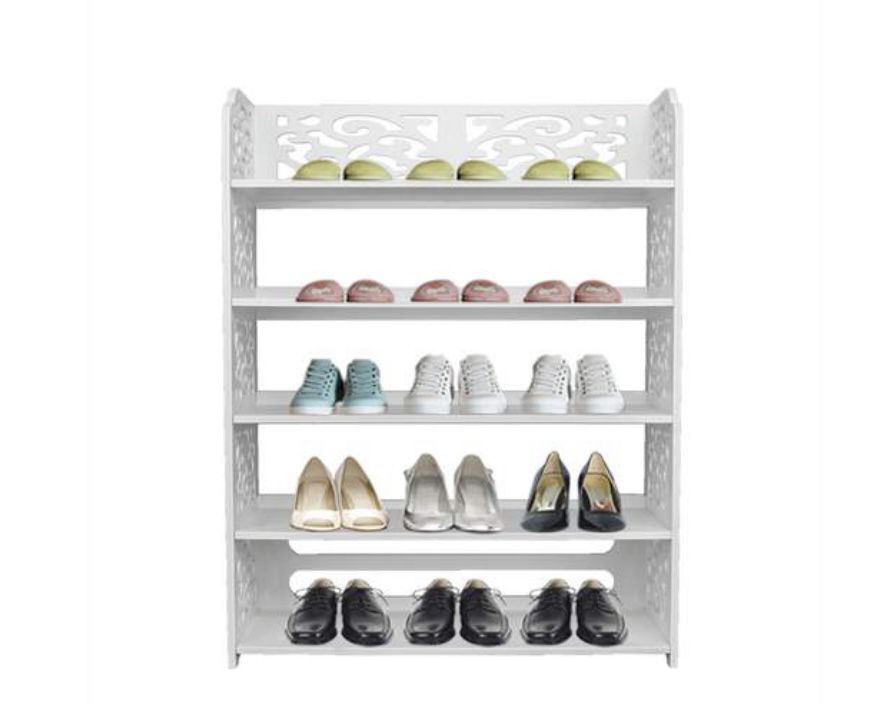 TWO 6 Tier White Shoe Storage Organizers (36 Shoes)