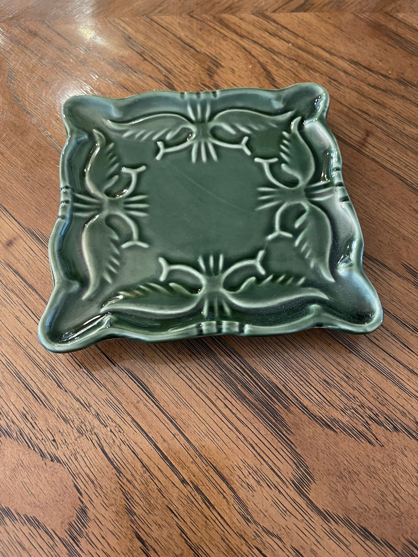 California Pantry Green Embossed 6” Square Dish in Excellent Condition