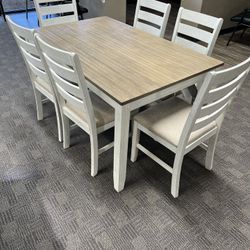 New White Dining Kitchen Table Set 