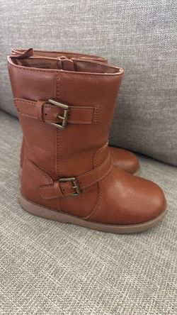 Toddler Brown Buckle Moto boot
