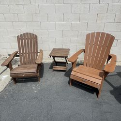 Adirondack chairs and table 