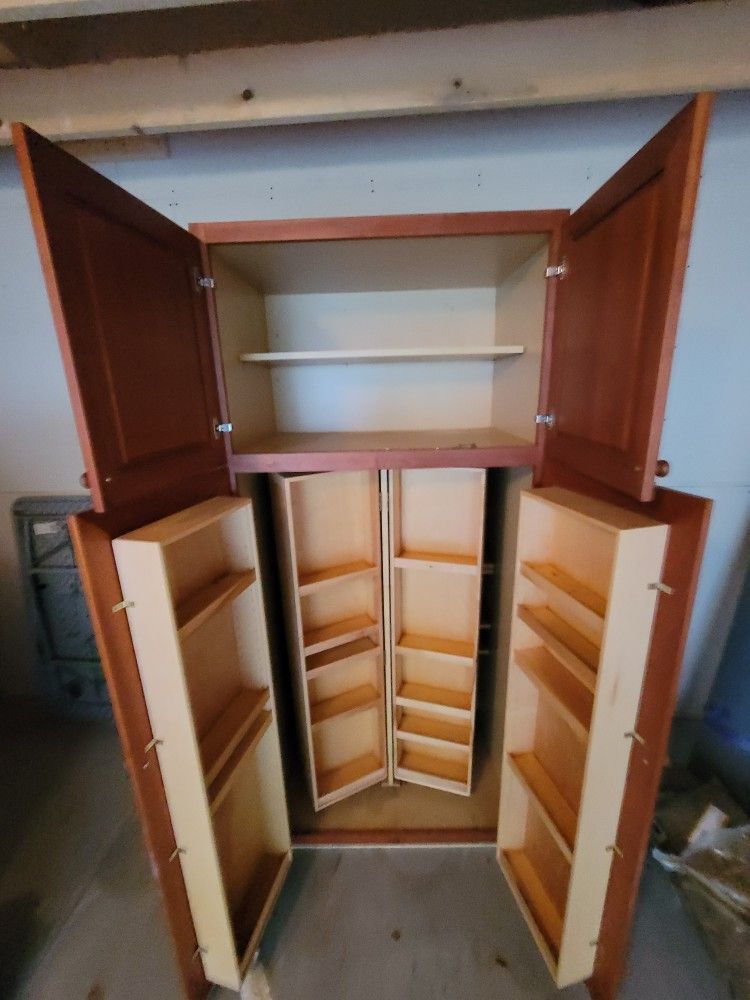 Kitchen Pantry Storage Cabinet with Doors and Shelves, Rotating Racks