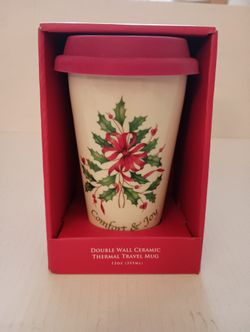 Lenox Double Wall Ceramic Thermal Travel Mug