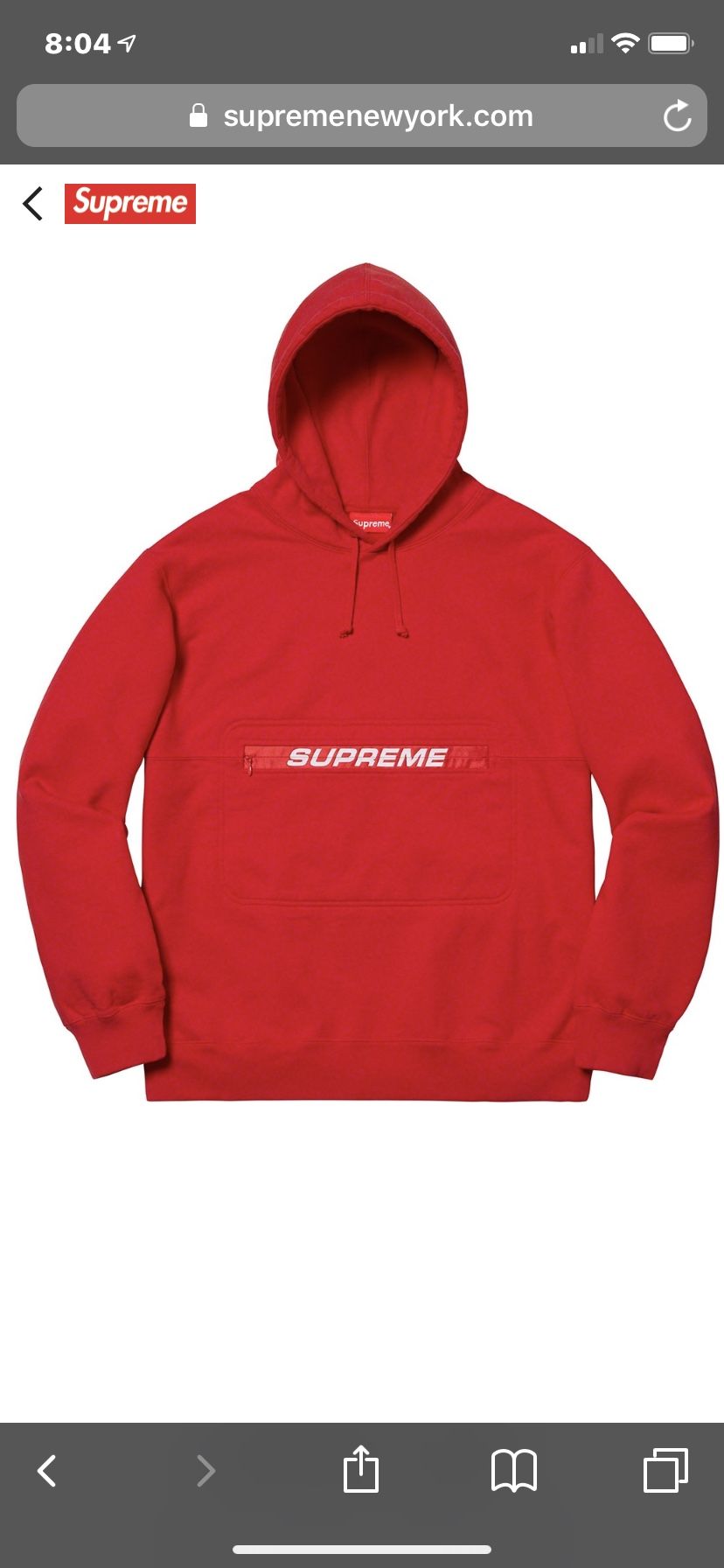 Supreme hidden zip pouch hoodie