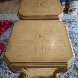 Beautiful Set Of Two Ornate Side/ End Tables With Bottom Shelves.
