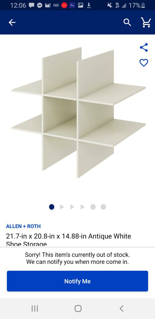 NEW: Allen + Roth Antique White Shoe Storage Rack