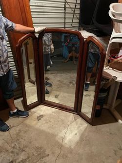 Cherry Wood Tri-fold Mirror