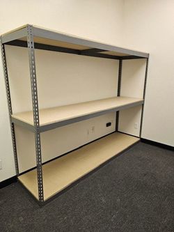 Garage Shelving 96 in W x 24 in D Steel Rivet Rack 3 Tier Similar to Uline Stronger Than HomeDepot Lowes And Costco Delivery Available