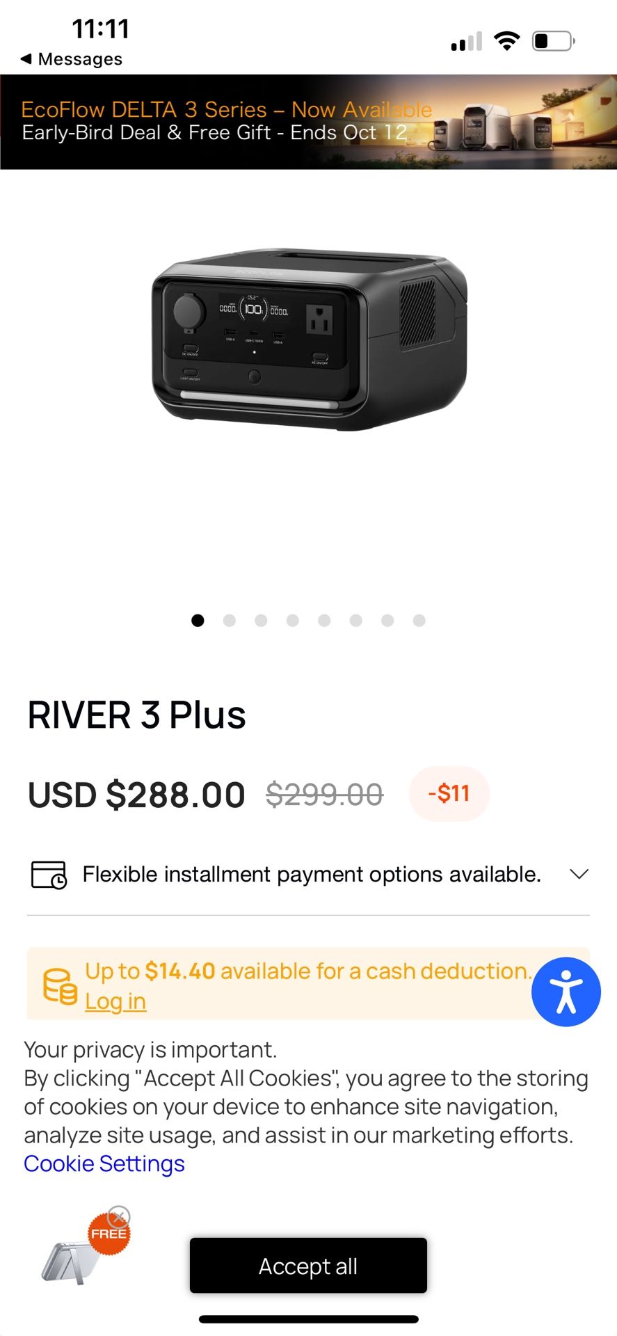 Portable Power Station (EcoFlow RIVER 3 Plus)