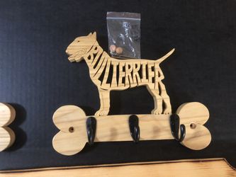 Wood Handmade Bullterrier Leash Holder